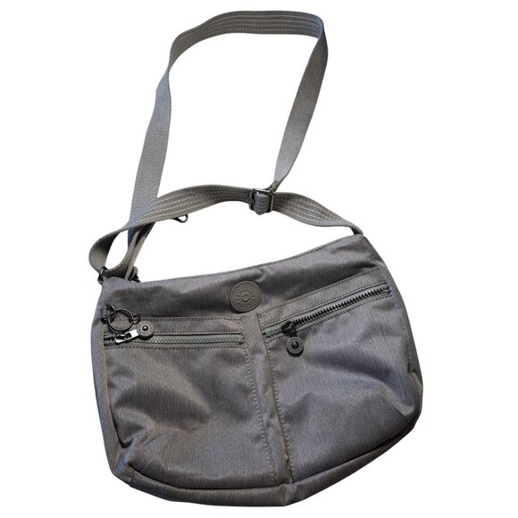 Kipling Gray Crossbody Bag With Adjustable Strap & Multiple Zipper Compartments - Picture 1 of 10